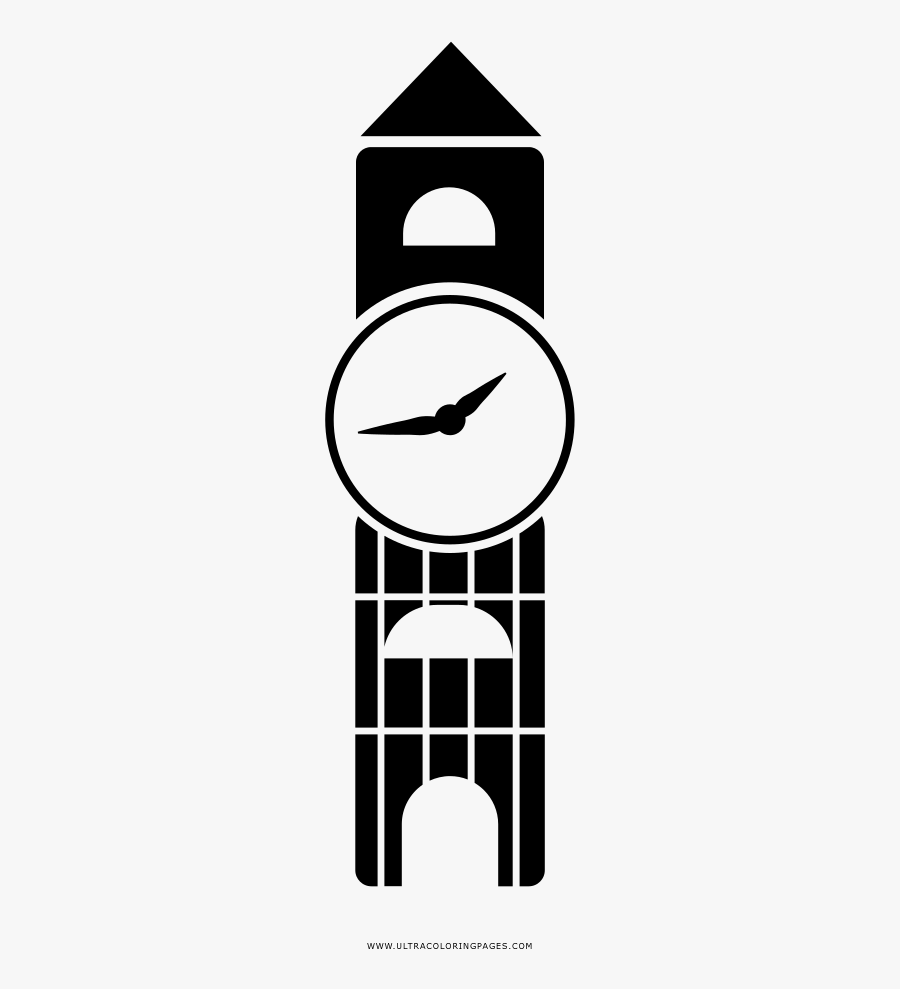 Clock Tower Coloring Page - Illustration, Transparent Clipart
