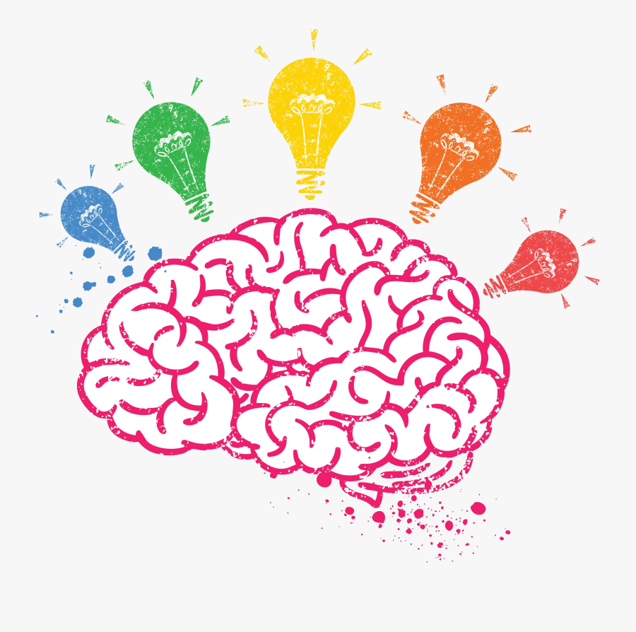 Brain With Lightbulbs Around It - Idea Brainstorming, Transparent Clipart