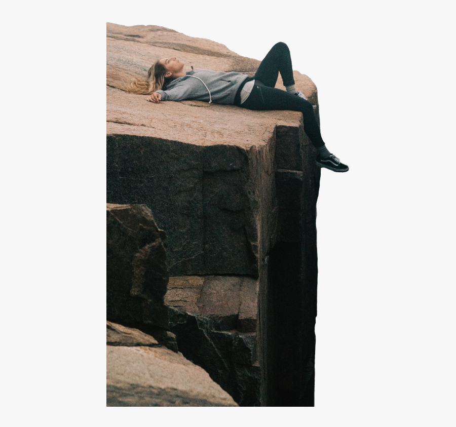Cliff Rock Edge Woman Laying Freetoedit - Patience Is Also A Form Of Action, Transparent Clipart
