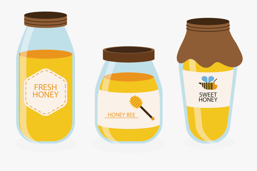 Clip Art Honey Bee And Labeling - Food Product Package Cartoon, Transparent Clipart