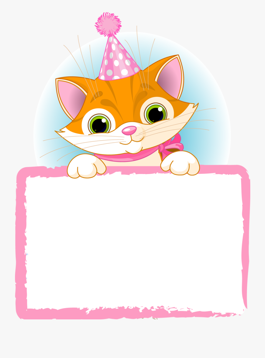 Paper Borders, Punch Art Cards, Classroom Labels, Preschool - Happy Birthday With Cat Border, Transparent Clipart