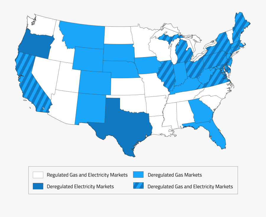 Clip Art Of Deregulated Energy Markets - Deregulated Electricity Markets Map, Transparent Clipart