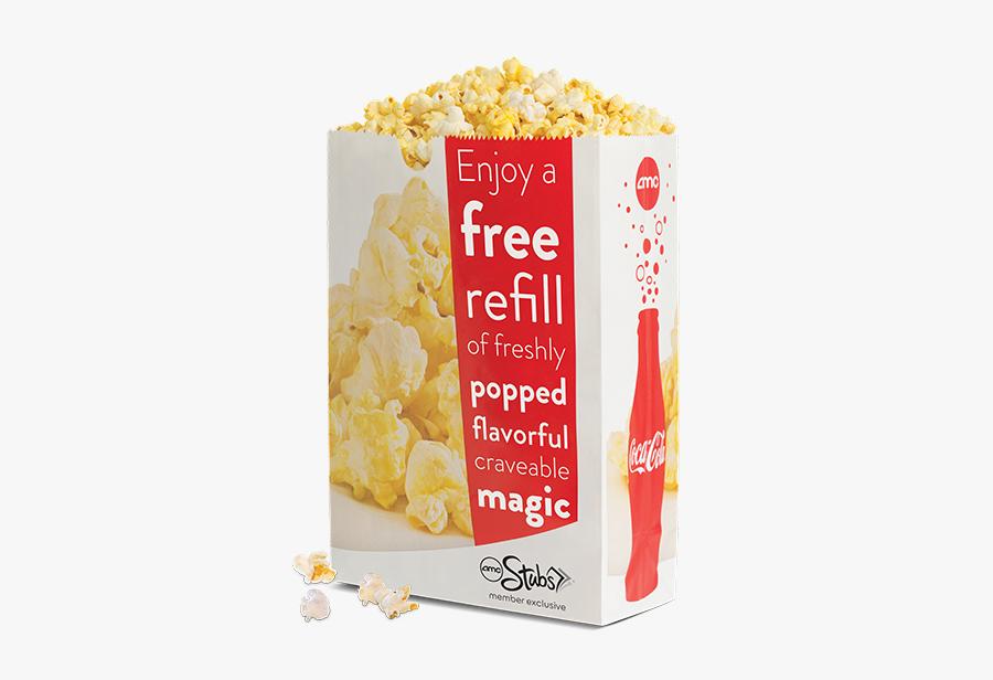 Movie Theater Popcorn Png - Large Bag Amc Popcorn, Transparent Clipart