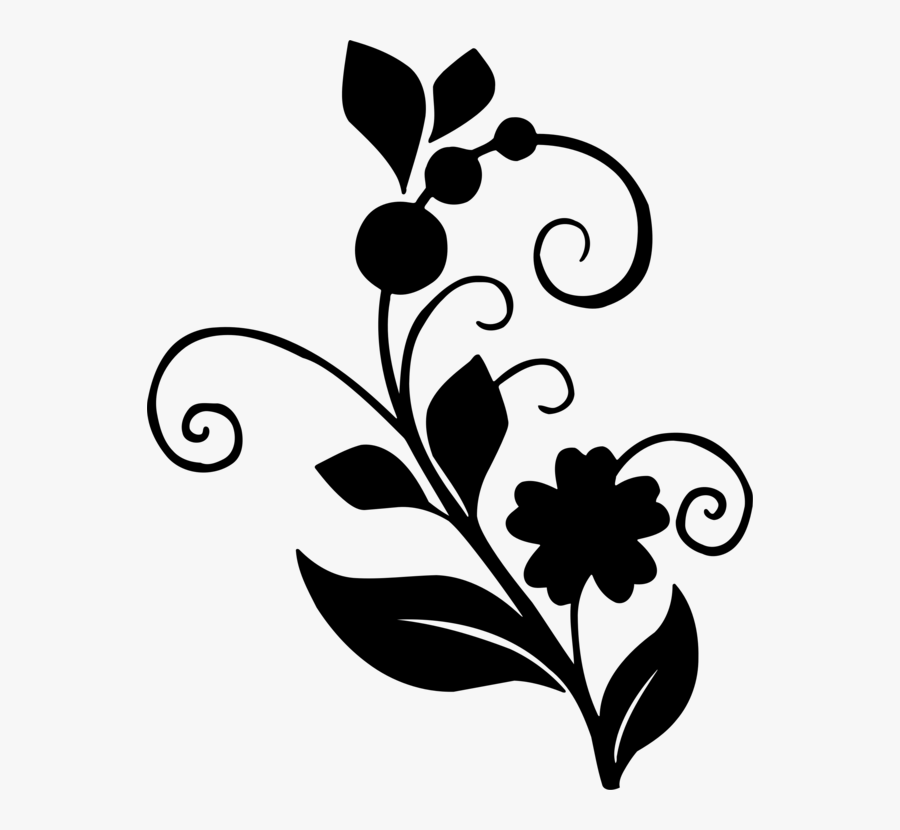 Monochrome - Flower And Leaf Design, Transparent Clipart