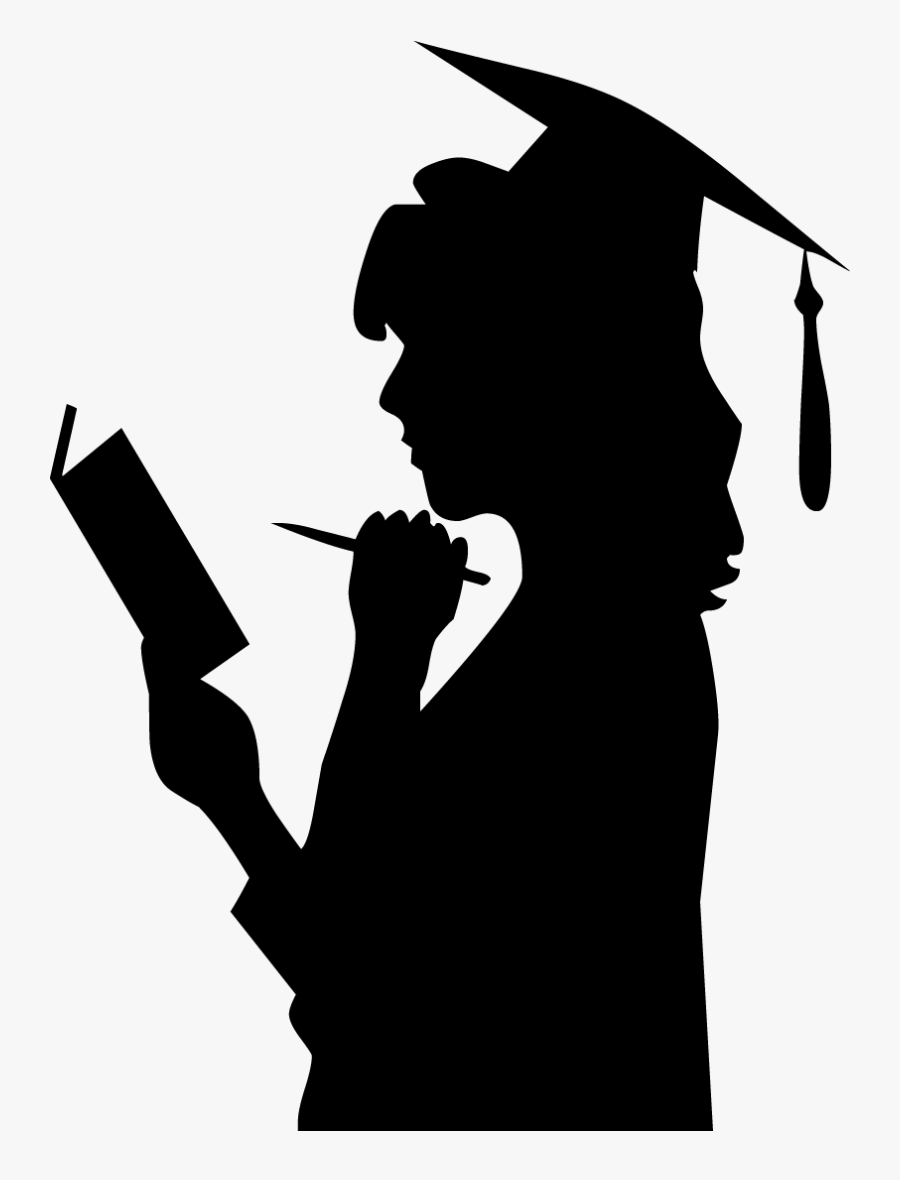 Graduation Ceremony Square Academic Cap Woman Clip - Woman Head Graduation Silhouette, Transparent Clipart