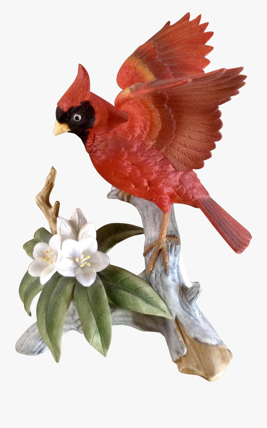 Vintage Bird With Red Flowers, Transparent Clipart