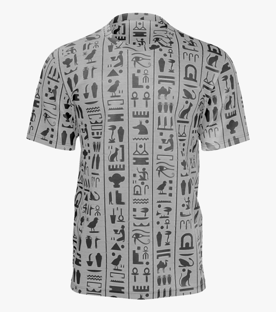Ancient Egypt Hieroglyphic Grayscale Man Tee - Blouse, Transparent Clipart