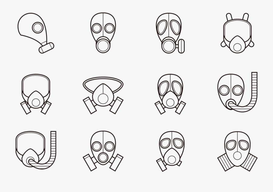 Respirator Icons Vector - Line Art, Transparent Clipart