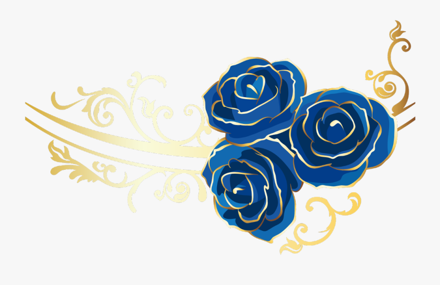 Transparent Gold Floral Png - Navy Blue Flower Png, Transparent Clipart