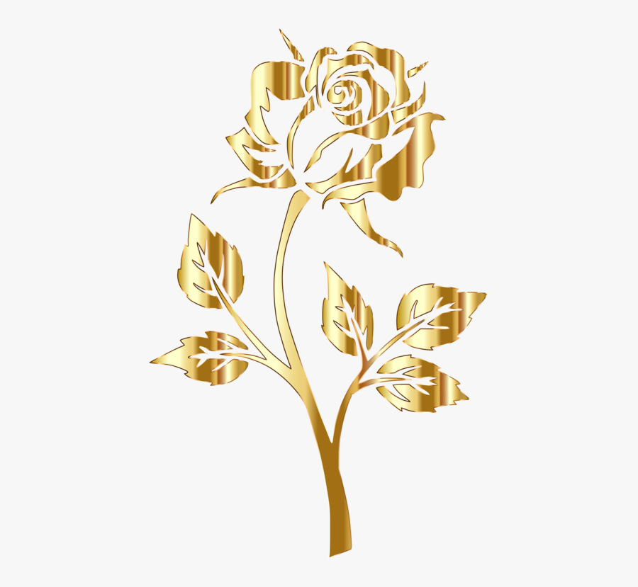 Transparent Gold Flowers Clipart - Gold Rose Clip Art, Transparent Clipart
