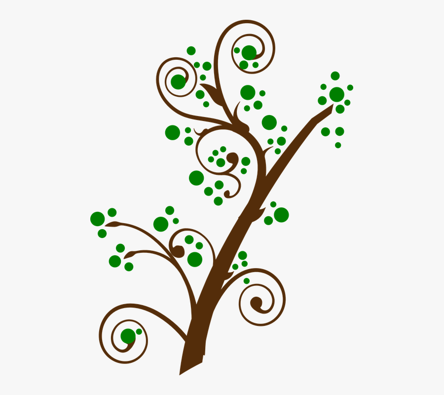 Green, Brown, Leaves, Branch, Swirled, Decoration - Teal Tree Clip Art, Transparent Clipart