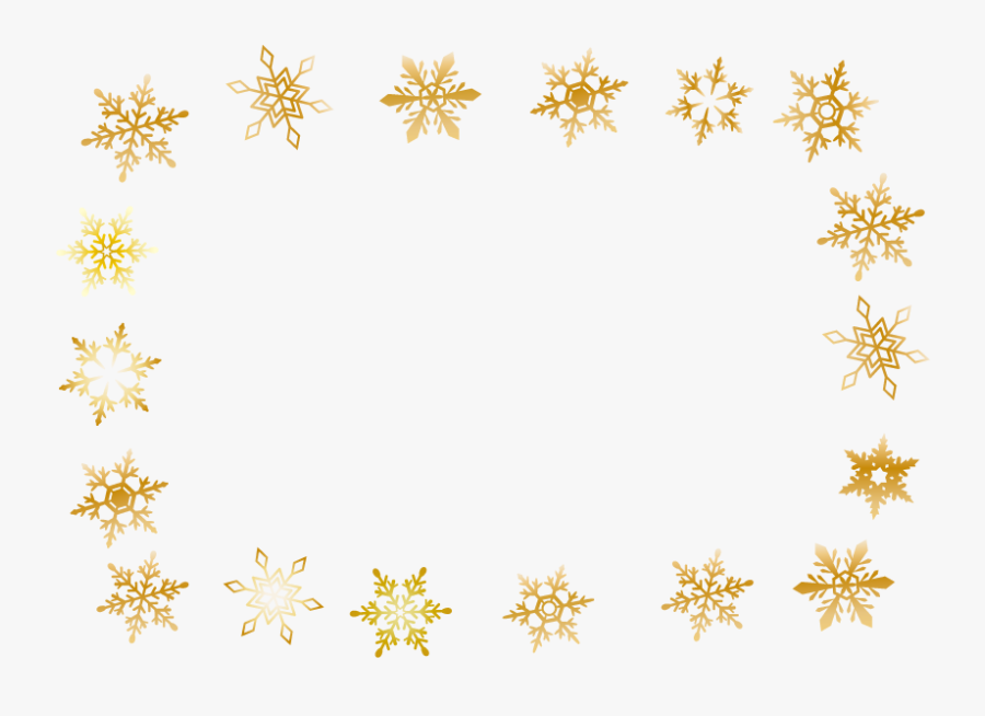 Winter Gold Snowflake Frame - Transparent Background Gold Falling Snowflake Clipart, Transparent Clipart