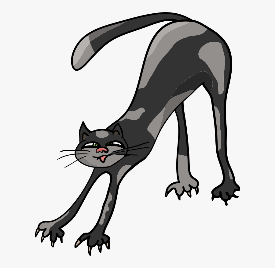 Black Stray Cat Cartoon, Transparent Clipart