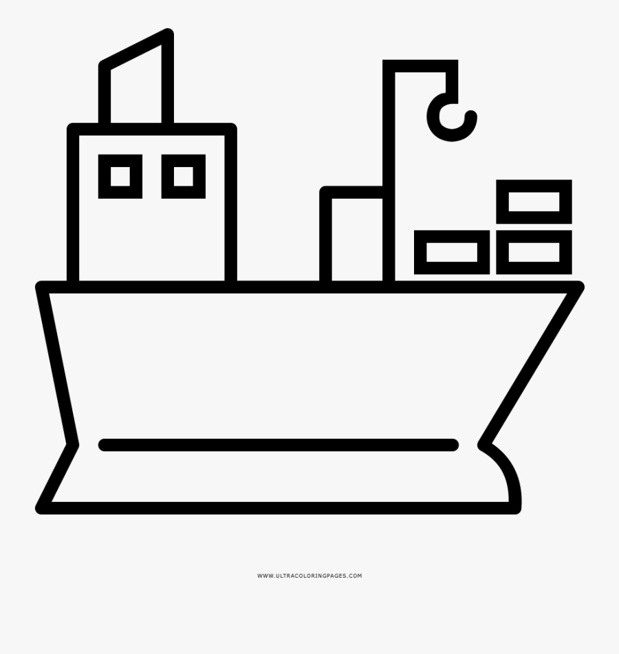 Cargo Ship Coloring Page - Dibujo De Barco De Carga Para Colorir Png, Transparent Clipart