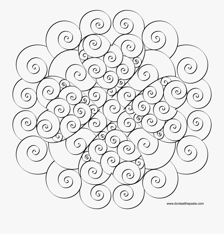 Hearts And Swirls Coloring Pages - Coloring Book, Transparent Clipart