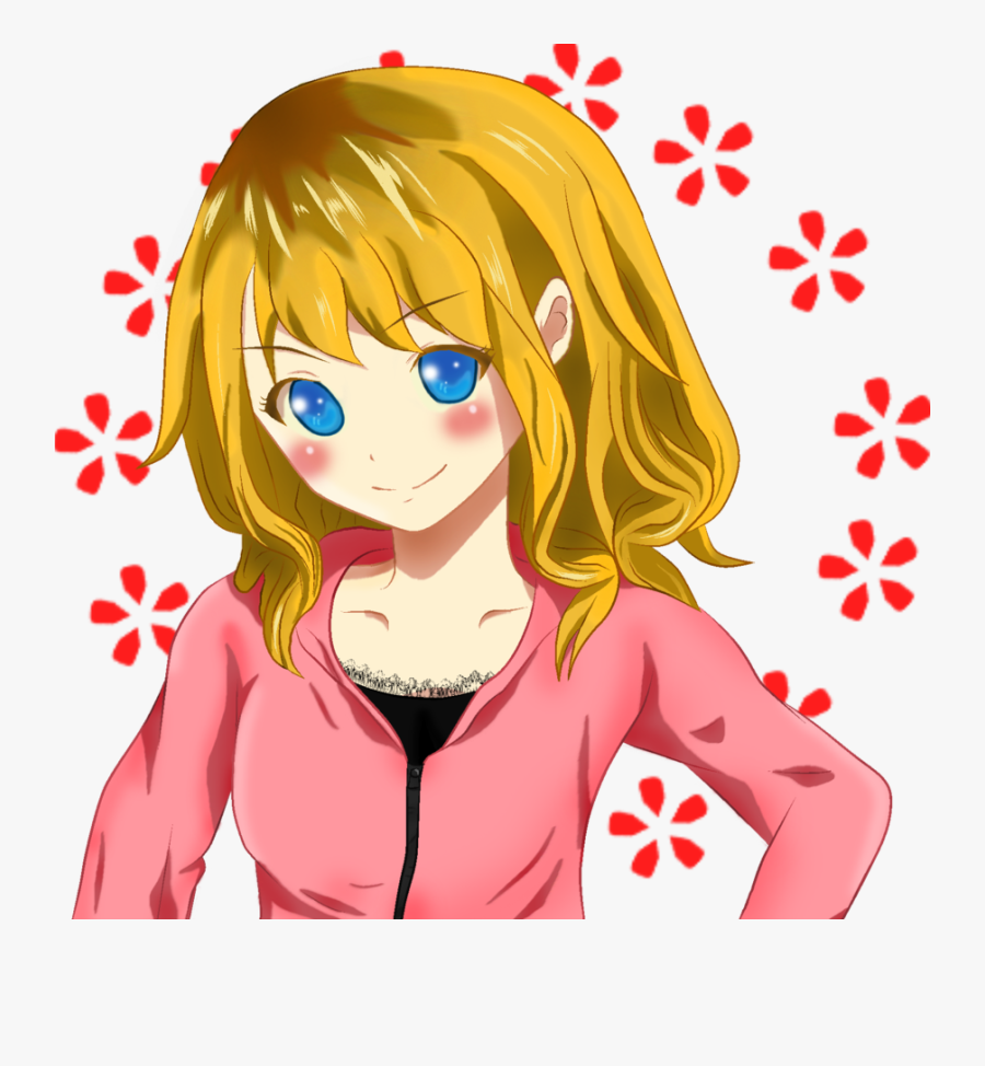 Transparent Anime Girl Hair Png Girl With Blond Hair And Blue