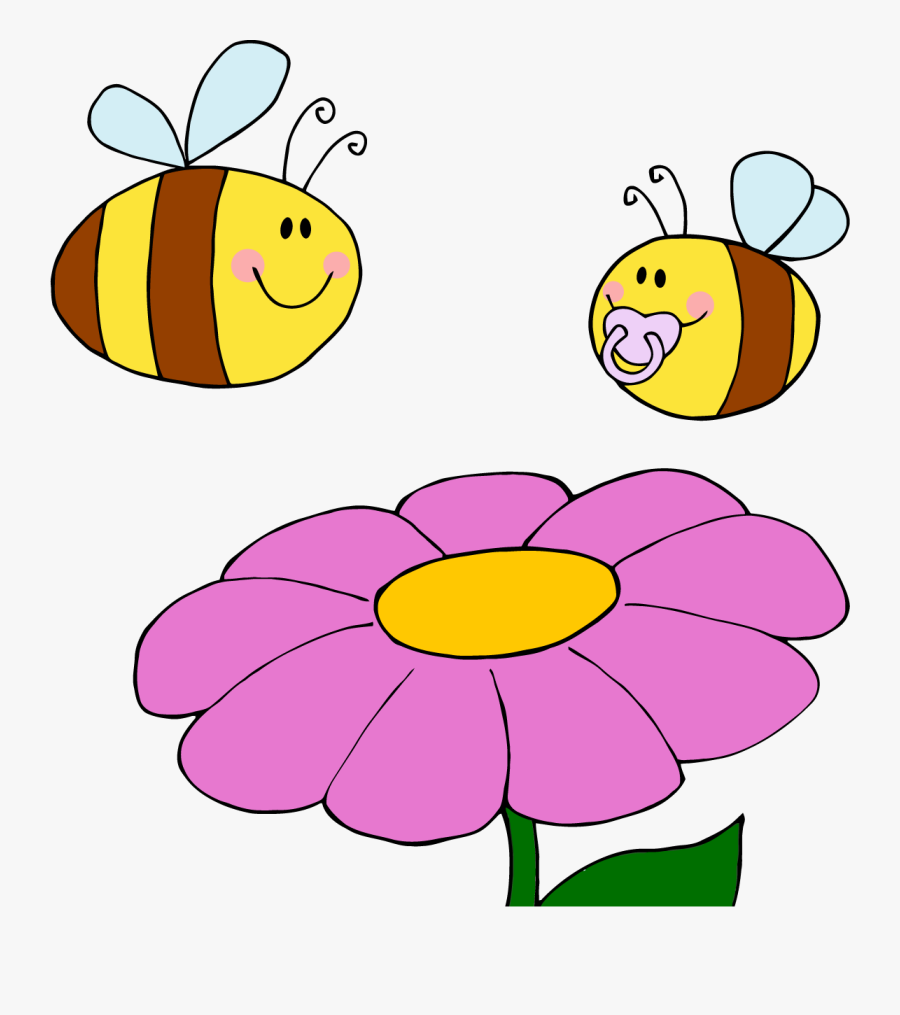 Time For Renewal And Rejuvenation Flowers Are Blooming, - Cartoon Bees, Transparent Clipart