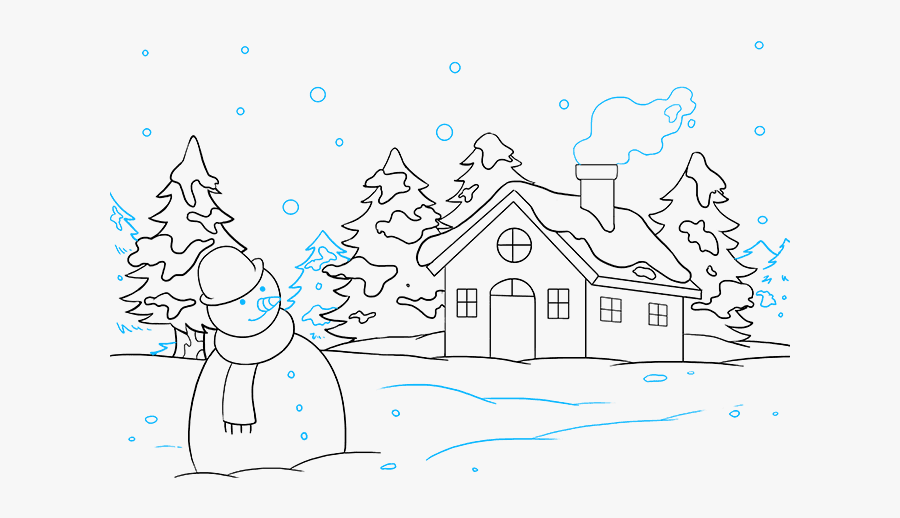 How To Draw Winter Scenery - Draw Winter, Transparent Clipart
