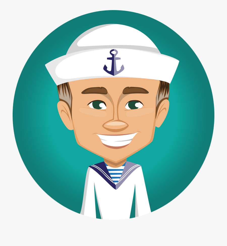 Sailor, Man, Boat, Smiling, Cadet, Anchor, Sailor Hat - Vector Sailor, Transparent Clipart