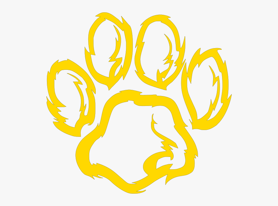 Wildcat Gold Paw Print, Transparent Clipart