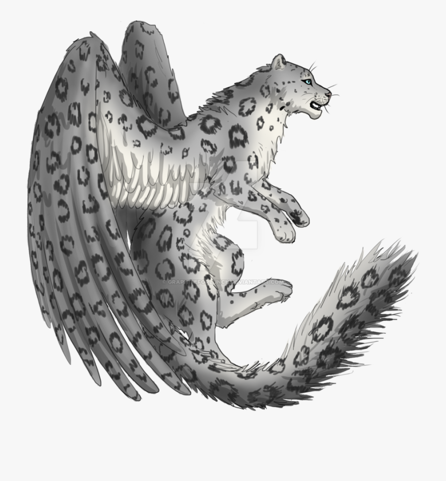 Snow Leopard With Wings, Transparent Clipart