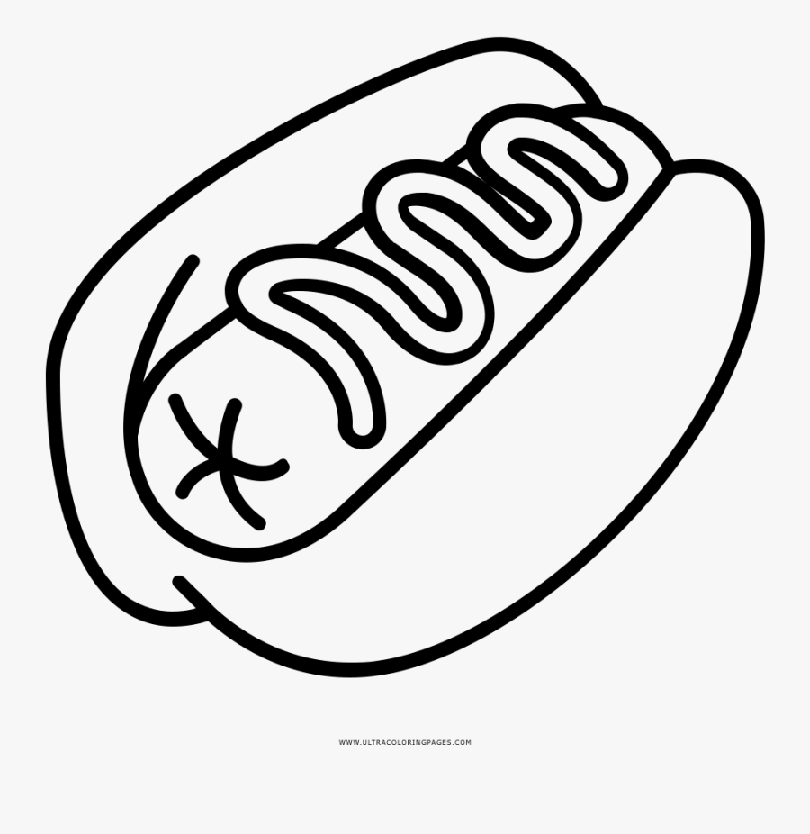 Hot Dog Coloring Page - Hotdog Drawing Png, Transparent Clipart