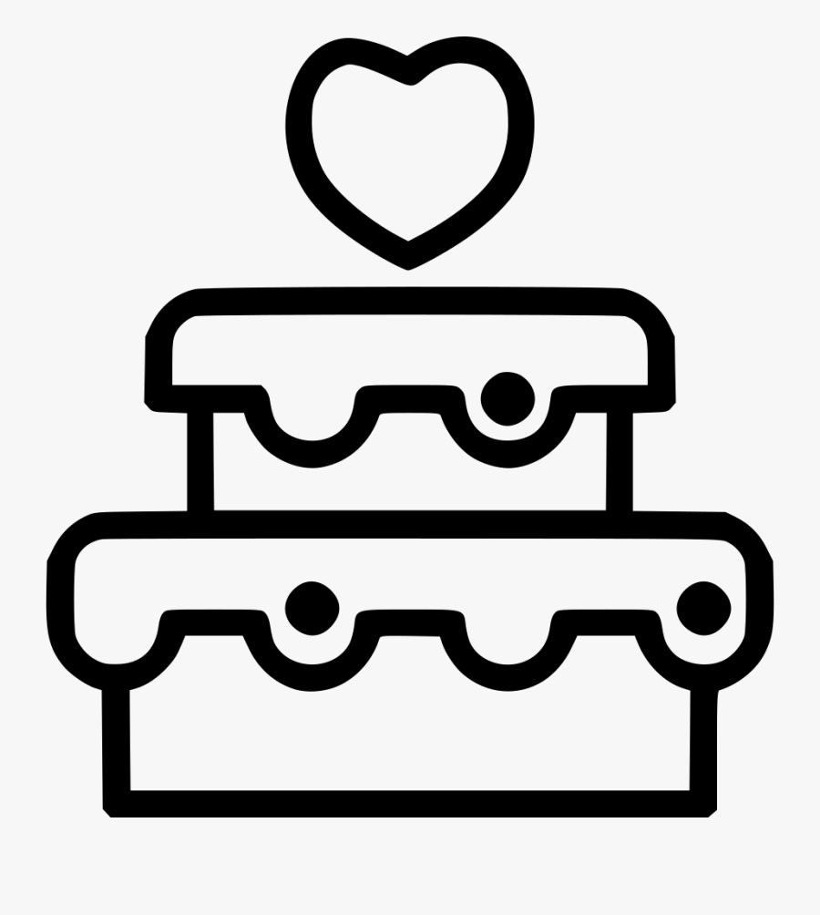 Cake Wedding Love Heart - Presentation Vector Outline, Transparent Clipart