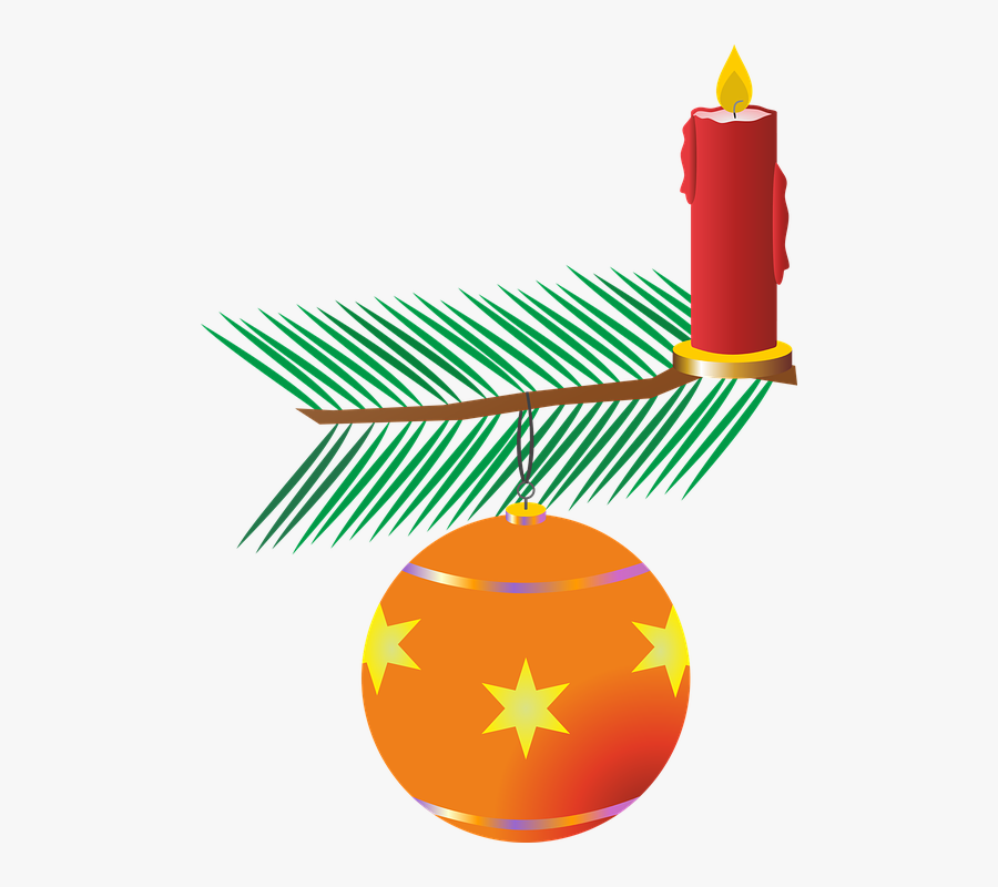 Candle, Flame, Candlelight, Mood, Advent, Christmas - Orange Christmas Bauble Clipart, Transparent Clipart