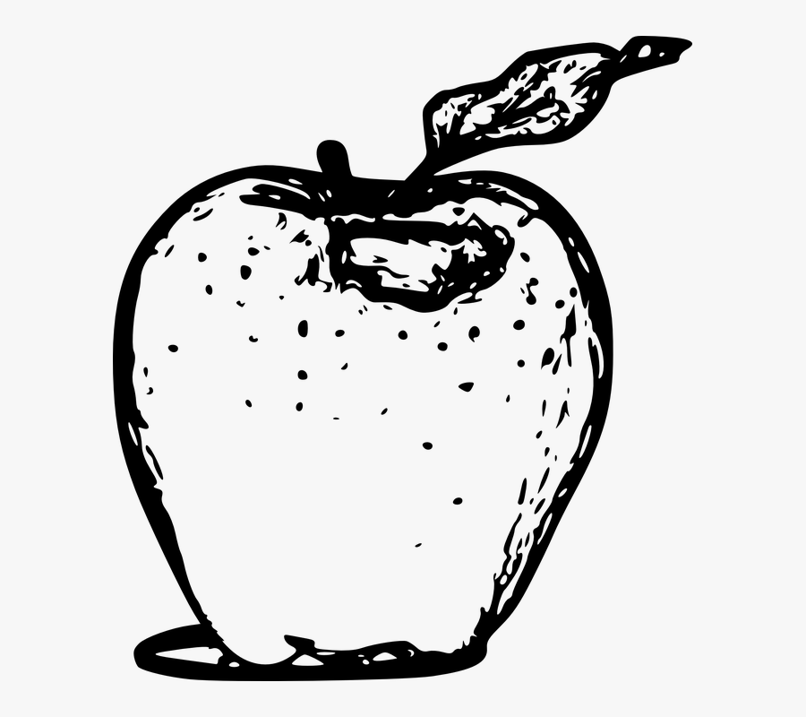 Apple, Fruit, Leaf - Apple Black And White Image In Png, Transparent Clipart
