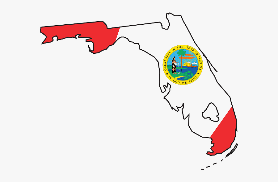 Dark Blue Florida Clipart - Florida State Flag Map, Transparent Clipart