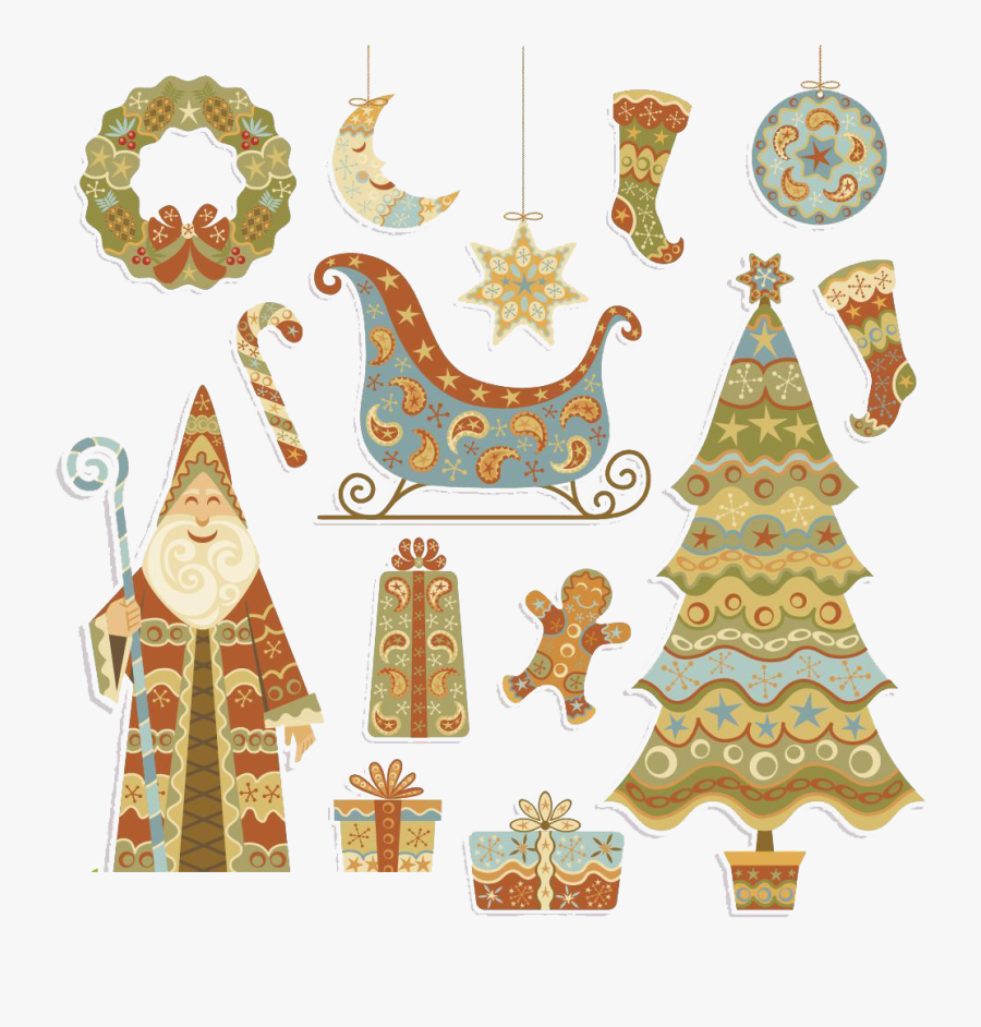 Gift Claus Tree Socks Santa Christmas Stocking Clipart - 手 帐 素材 下载, Transparent Clipart