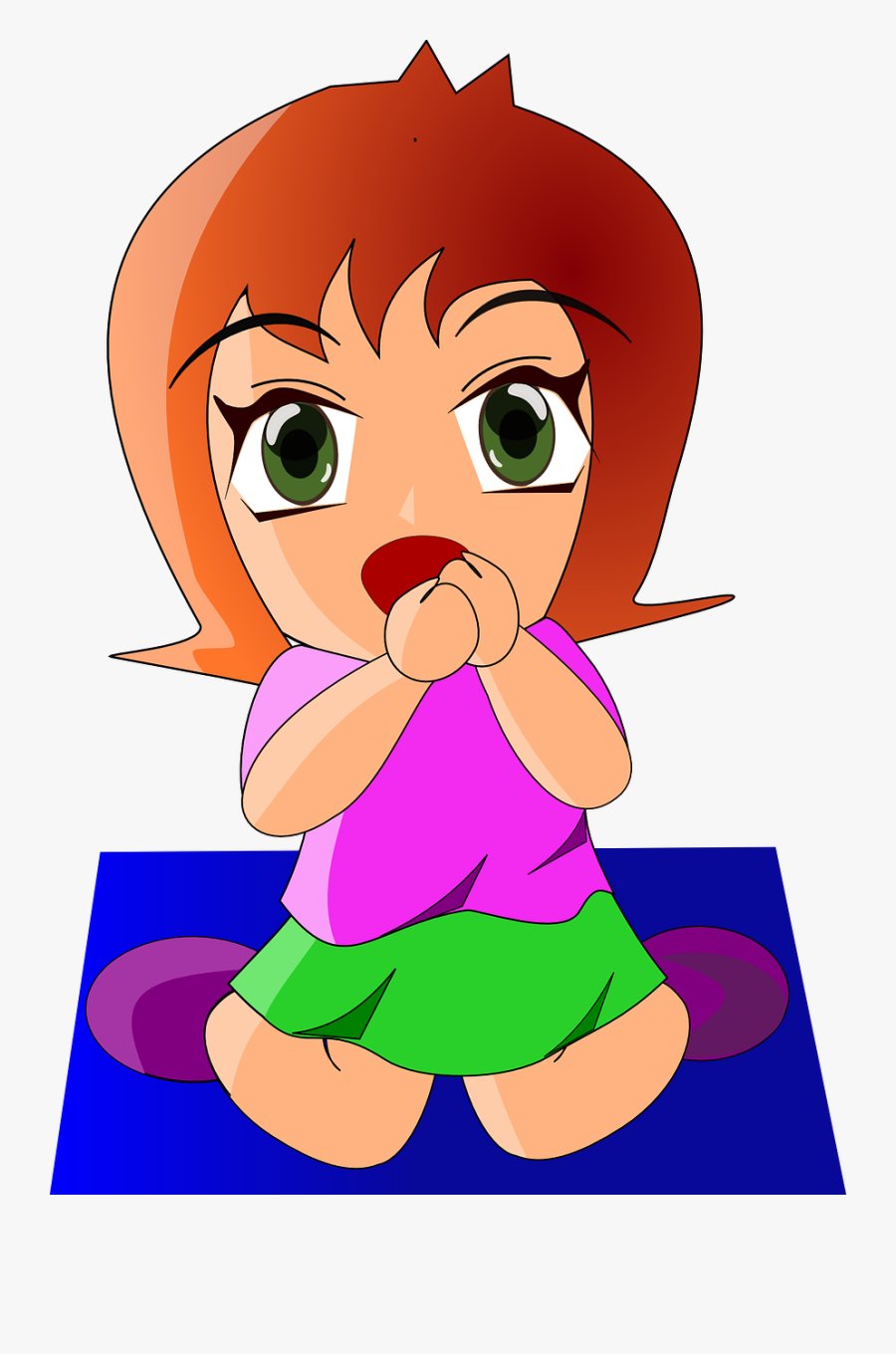 Happy Kid Sit Free Picture - Scared Girl Cartoon Png, Transparent Clipart