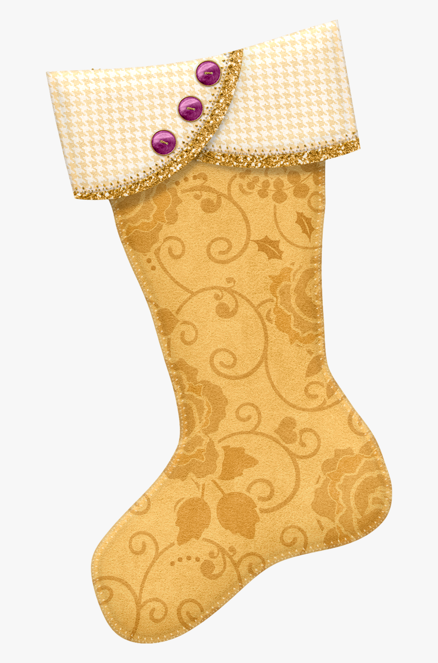 Gold Christmas Stocking Png, Transparent Clipart