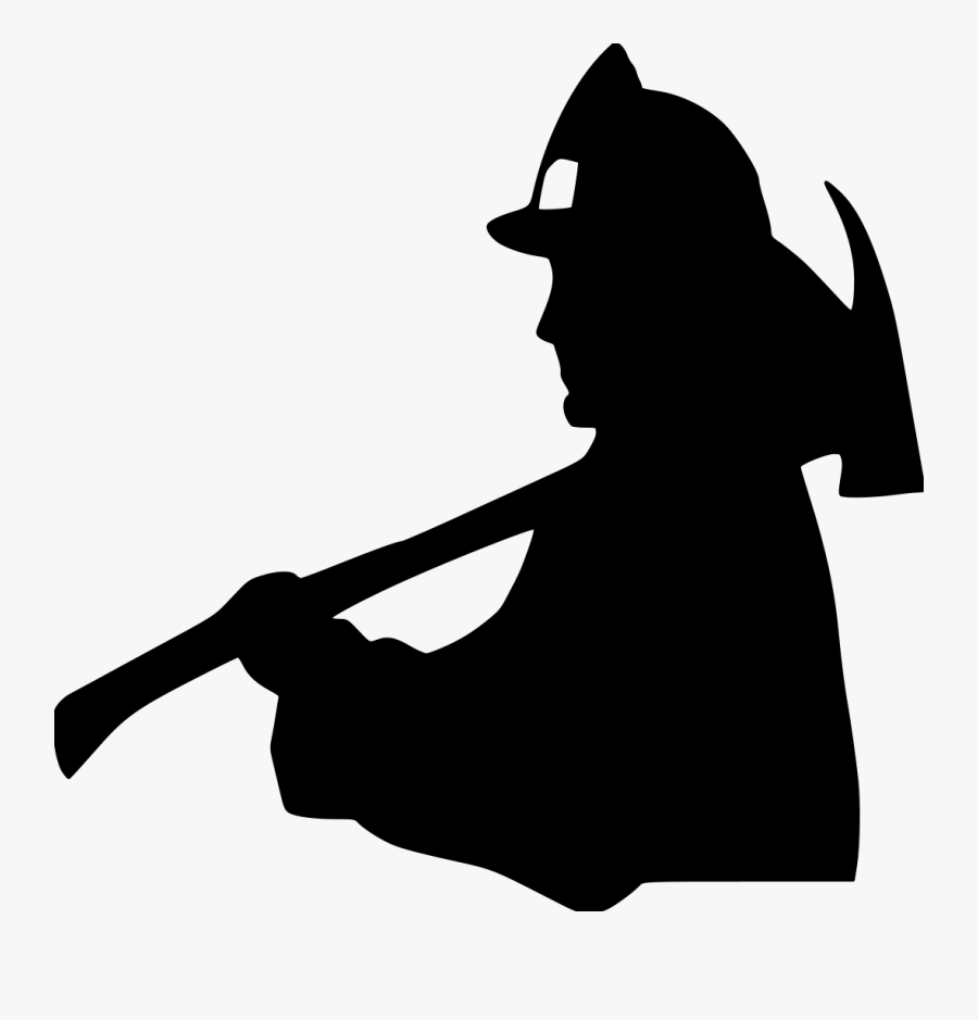 Firefighter W Axe File Size - Silhouette Fireman Clipart Black And White, Transparent Clipart
