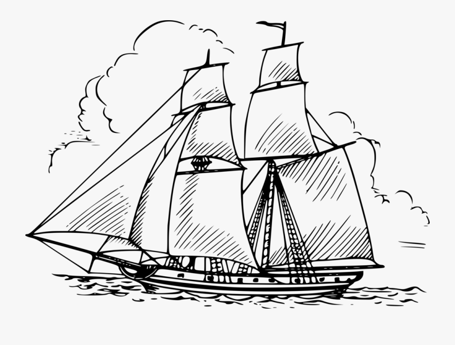 Caravel,baltimore Clipper,ship - Old Ship Clipart Black And White, Transparent Clipart
