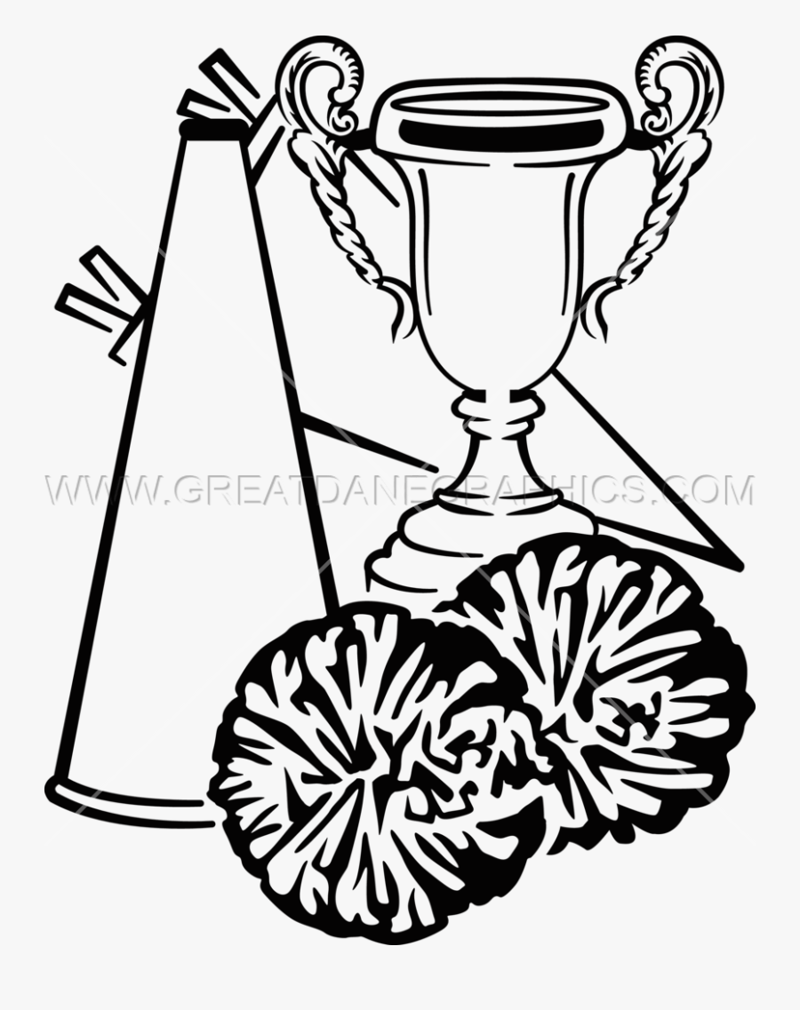 Freeuse Cheerleading Clipart Black And White - Cheerleading Trophy ...