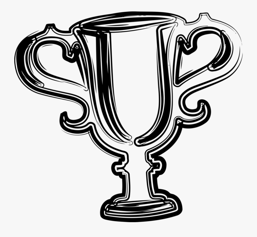 Sketched Trophy - Awards Cup Line Art, Transparent Clipart