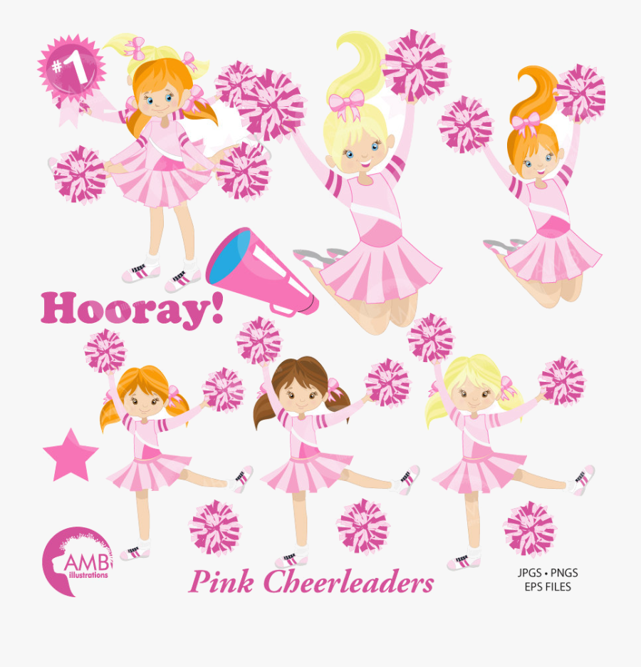 Sports Cheerleaders Clipart Pink Trophy Commercial, Transparent Clipart