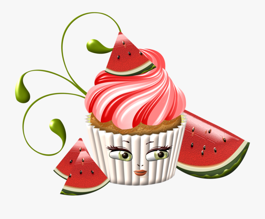 Cupcake Clipart Watermelon - Watermelon, Transparent Clipart