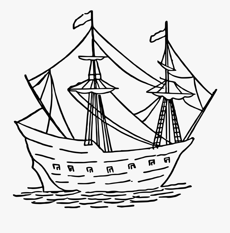Ship Clipart Simple - Caravel Drawing, Transparent Clipart