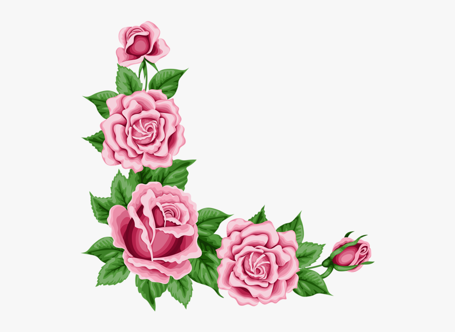 Pink Rose Clipart Flower Boarder - Rose Corner Border Png, Transparent Clipart