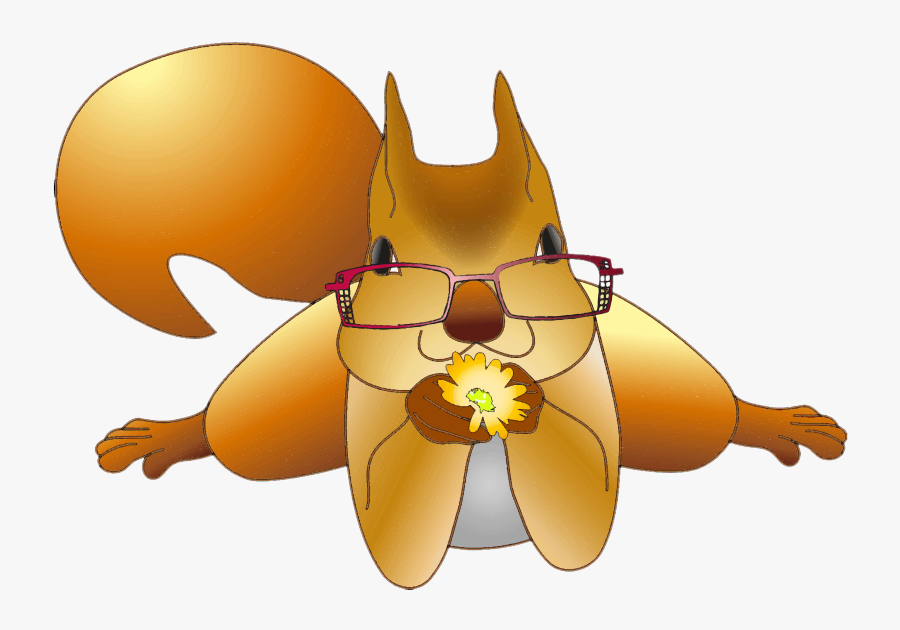 Free Cartoon Squirrel With Glasses Clip Art - Cartoon Squirrel Wearing Glasses, Transparent Clipart