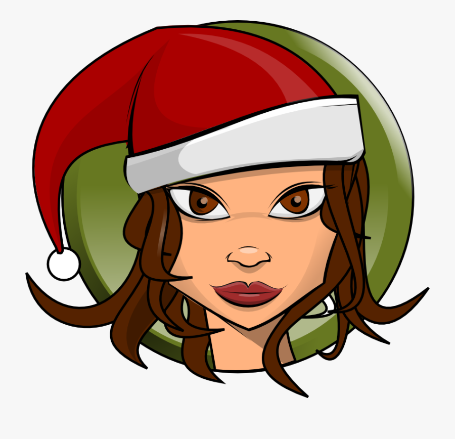 Free Woman Wearing Santa Hat Clip Art - Navidad De Caricaturas De Mujer, Transparent Clipart