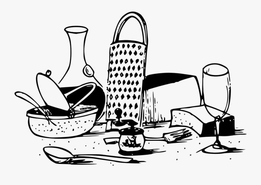 Transparent Dinner Plate Clipart - Italian Food Clip Art Black And White, Transparent Clipart