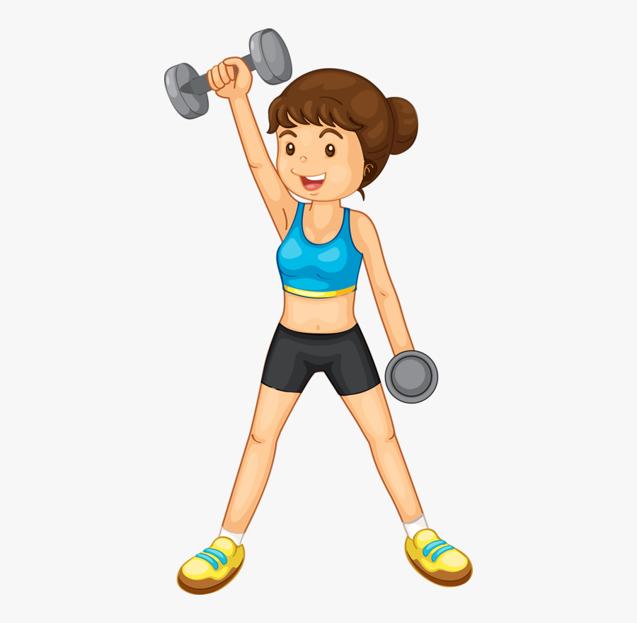 Kids Fitness Ideas Bonita - Girl Lifting Weights Cartoon, Transparent Clipart