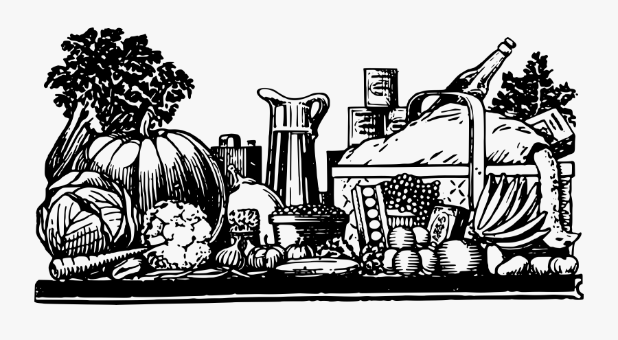 Visual Arts,recreation,art - Food Table Cartoon Black And White, Transparent Clipart