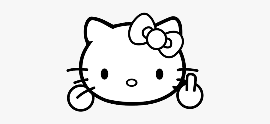 Hello Kitty Middle Finger Funny Graphics Design Dxf - Hello Kitty Middle Finger Decal, Transparent Clipart