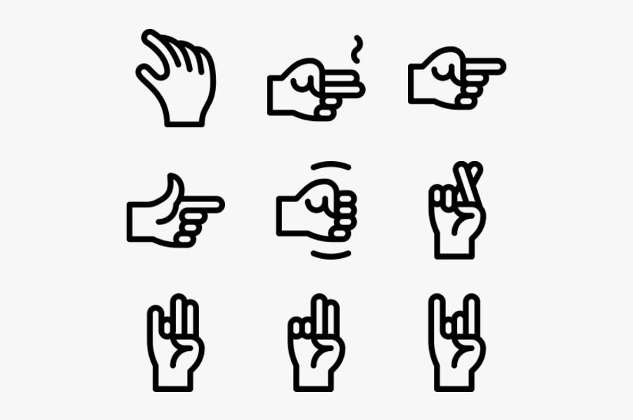 Hand Gestures - Hand Sign Language Icons, Transparent Clipart