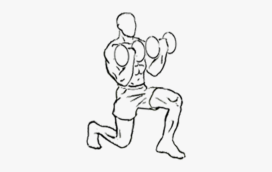 Forward Lunge With Bicep Curl - Drawing Bicep Curl, Transparent Clipart