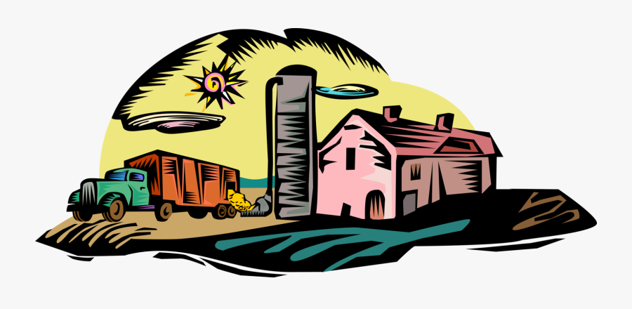 Vehicle Unloads Into Silos - Illustration, Transparent Clipart